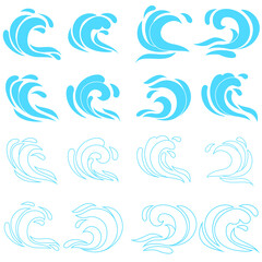 Fototapeta na wymiar Water wave icon vector set. Aqua illustration sign collection. beach symbol.