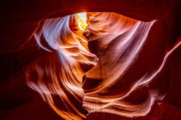 View of Antelope canyon before noon during summer season ( Upper )  . One of the most famous landscape in Arizona and locate near the town name Page , Arizona , United States of America