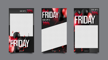 Black Friday editable Stories template design. Design for social media.