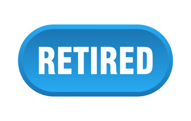 retired button. rounded sign on white background