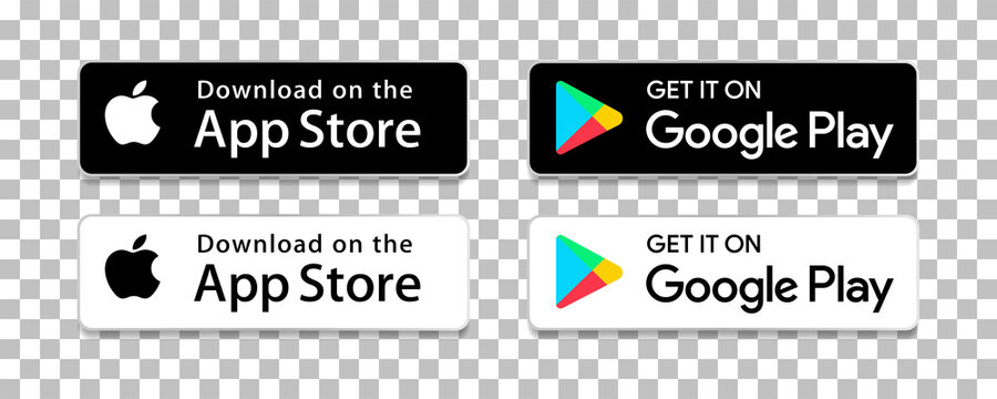 Vetor de App store buttons set. Google Play Store logo.