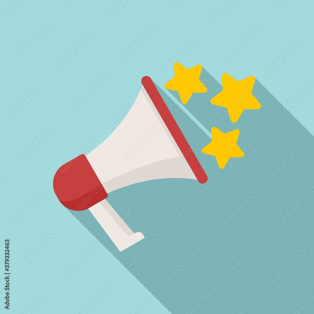 Poster megaphone reputation icon. flat illustration of megaphone reputation vector icon for web design