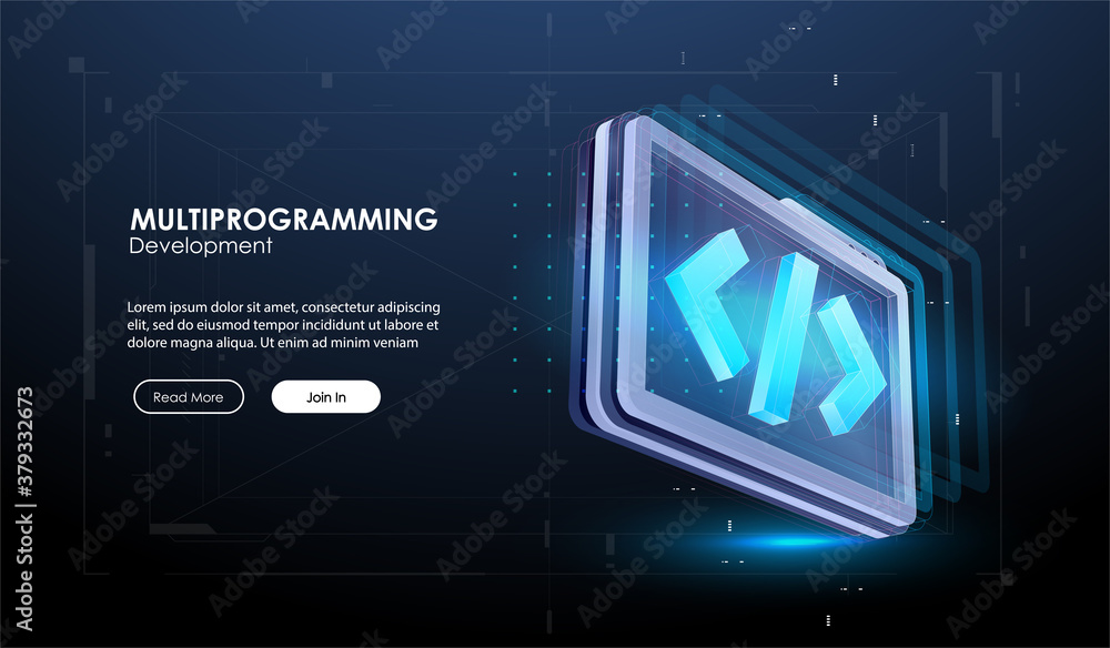 Poster development and software. concept of programming, data processing. internet education course degree 