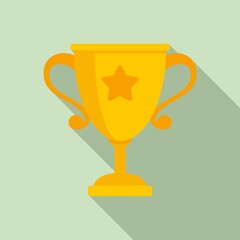 Gold cup reputation icon. Flat illustration of gold cup reputation vector icon for web design