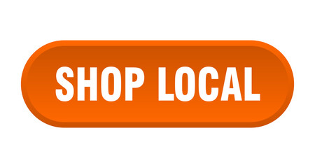 shop local button. rounded sign on white background