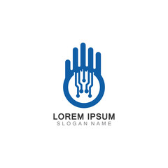 Hand with technology logo inspiration creative design template