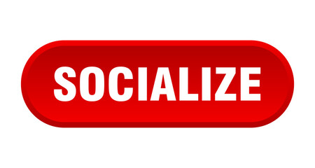 socialize button. rounded sign on white background