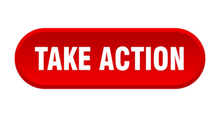 take action button. rounded sign on white background