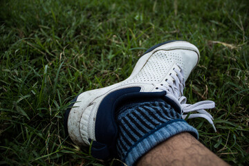 shoes on grass