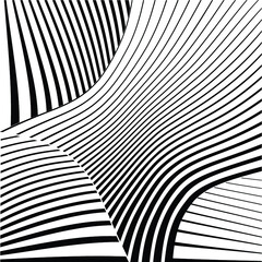 Naklejka premium Abstract warped Diagonal Striped Background . Vector curved twisted slanting, waved lines texture