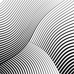 Abstract warped Diagonal Striped Background . Vector curved twisted slanting, waved lines texture