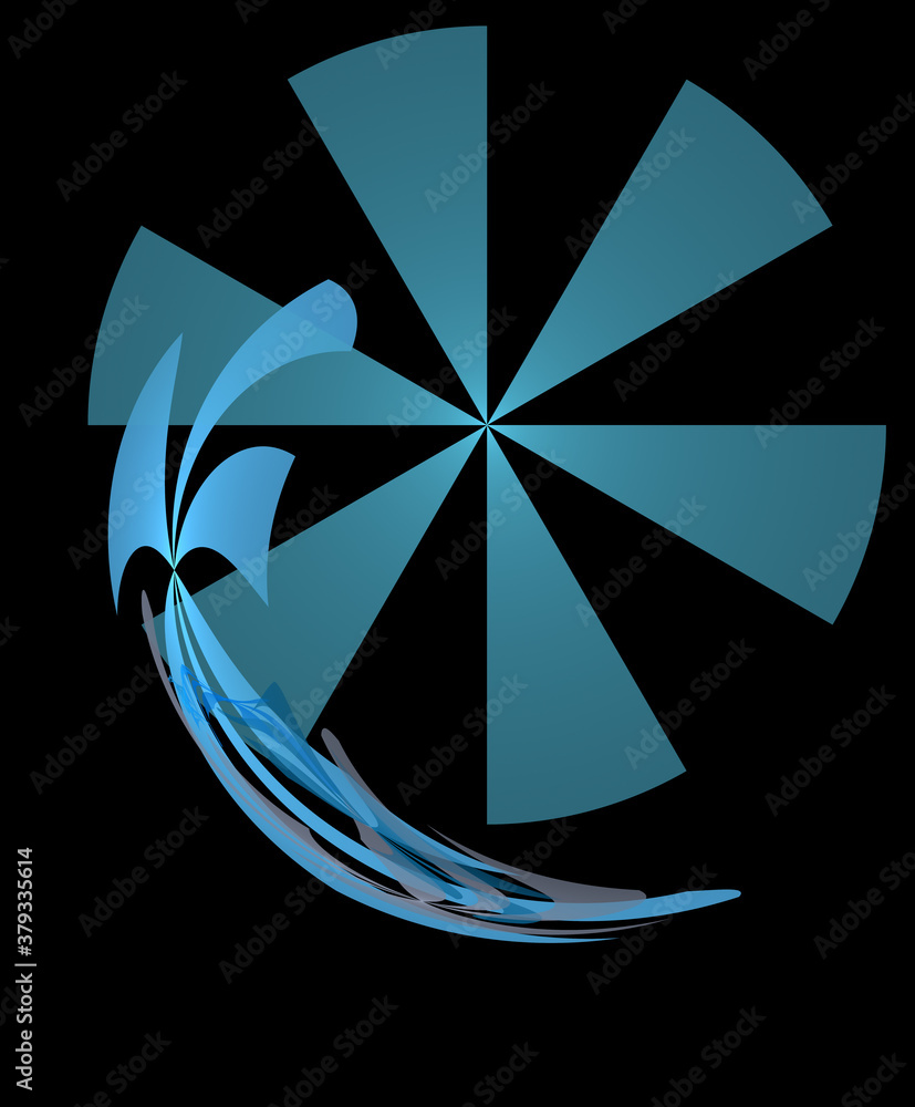 Fototapete 3d visualization and isolated abstract fractal on a black background. the abstract computer is gener