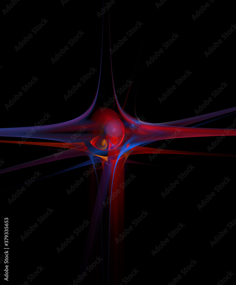 Poster 3d visualization and isolated abstract fractal on a black background. the abstract computer is gener