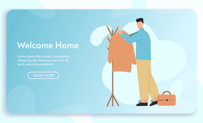 Vector banner of welcome home concept