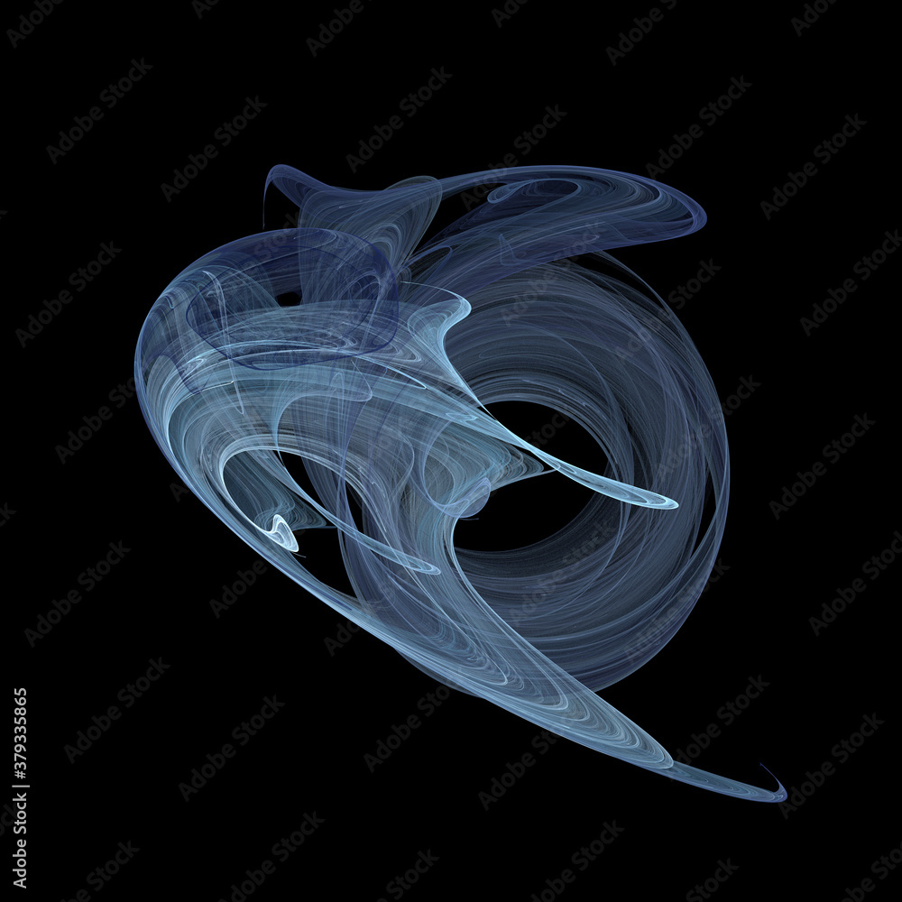 Poster 3d visualization and isolated abstract fractal on a black background. the abstract computer is gener