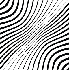 Abstract warped Diagonal Striped Background . Vector curved twisted slanting, waved lines texture