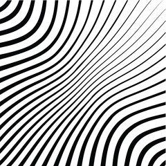 Abstract warped Diagonal Striped Background . Vector curved twisted slanting, waved lines texture