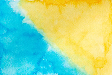 Hand painted blue and yellow watercolor background.