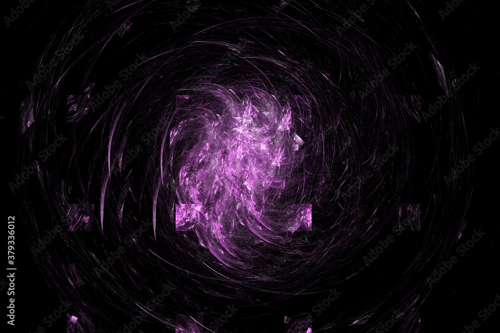 Poster 3d visualization and isolated abstract fractal on a black background. the abstract computer is gener