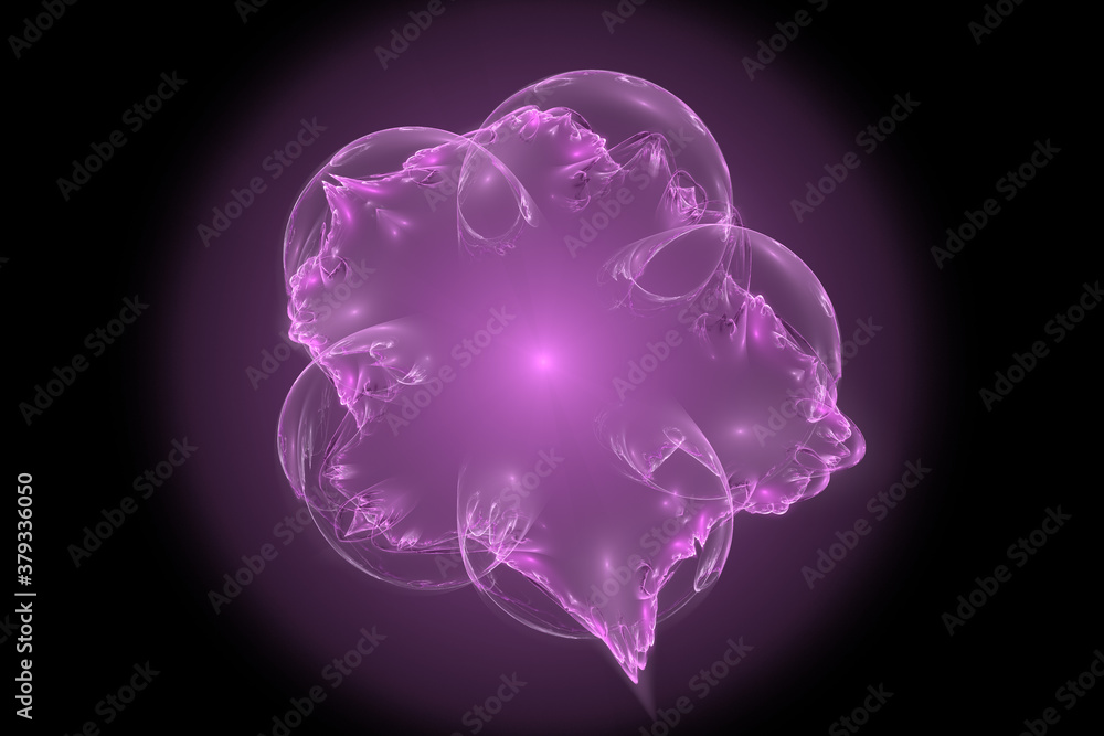 Poster 3d visualization and isolated abstract fractal on a black background. the abstract computer is gener