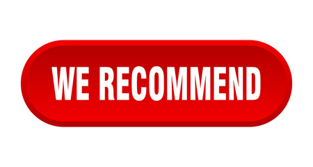 we recommend button. rounded sign on white background