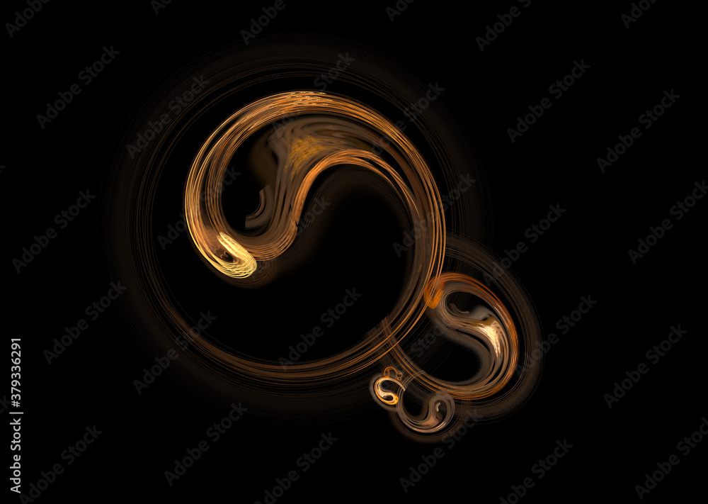 Poster 3d visualization and isolated abstract fractal on a black background. the abstract computer is gener