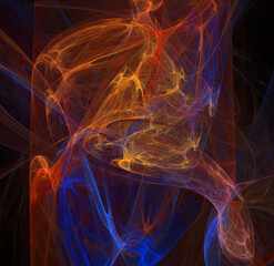 3D visualization and isolated abstract fractal on a black background. The abstract computer is generated by a fractal design.