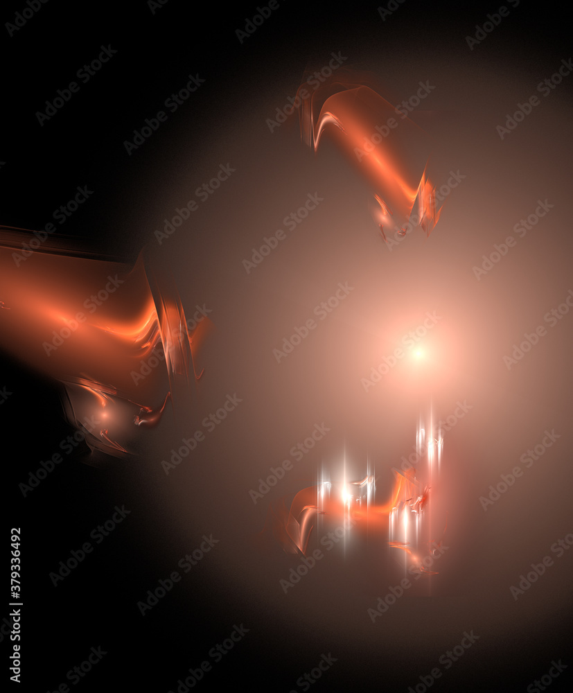 Poster 3d visualization and isolated abstract fractal on a black background. the abstract computer is gener