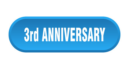 3rd anniversary button. rounded sign on white background