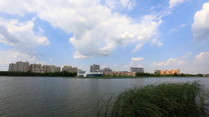 Fototapeta premium Waterfront City Scenery, North China