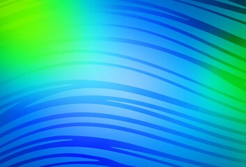 Light Blue, Green vector background with curved lines.