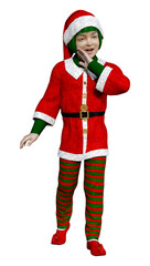 3D Rendering Christmas Elf on White