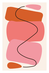 Minimalist poster with watercolor texture. Pastel colors.