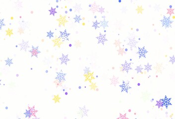 Light Blue, Red vector background with beautiful snowflakes.