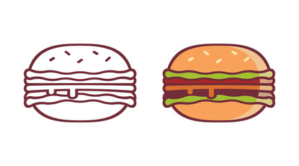 Burger or hamburger icon. Fast food sign, symbol.