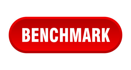 benchmark button. rounded sign on white background