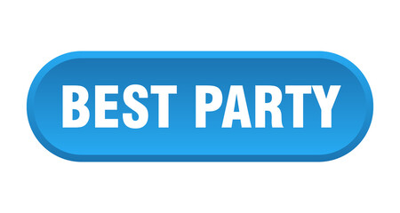 best party button. rounded sign on white background