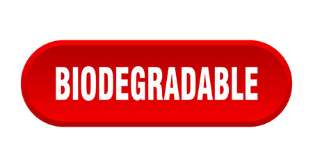 biodegradable button. rounded sign on white background
