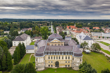 Aerial photo of Batthyany castle, Kormend