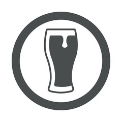 Pinta de cerveza. Logotipo vaso de cerveza vintage con espuma en círculo color gris