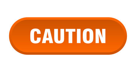caution button. rounded sign on white background