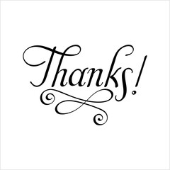 Thanks Lettering Pen Ink Style, Creative Letter Style