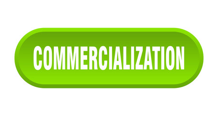 commercialization button. rounded sign on white background