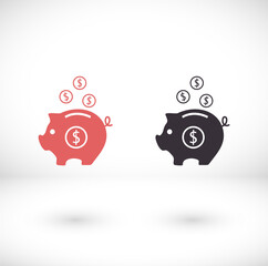 coins piggy bank outline flat vector icon. Single high quality outline logo symbol for web design or mobile app vector icon. Thin line coins piggy bank logo. vector icon gray icon pictogram isolated