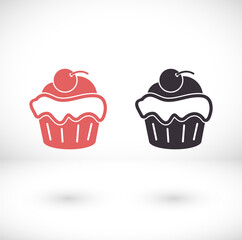 Cupcake vector icon. Two-tone version of cupcake vector icon on white and black background. vector icon Small cake designed to serve one person vector icon .