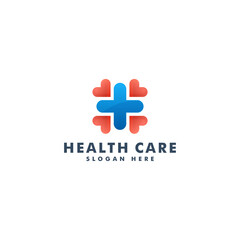 Obraz premium Logo for health care medical. Cross plus medical icon design logotype vector illustration