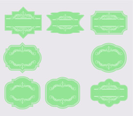 Green Insignias collection . Abstract Beige Insignia . Vintage Logo Icons Vector . Banner Shapes. 
