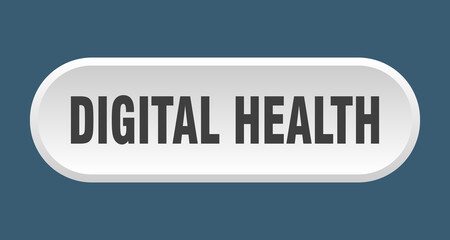 digital health button. rounded sign on white background