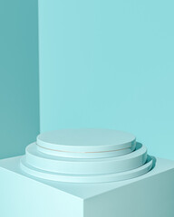 Cyan podium for product presentation