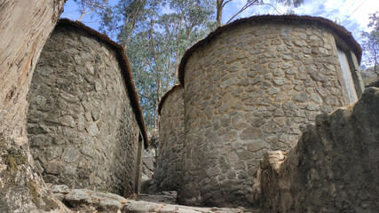 Architecture detail of the Castro de Sao Lourenco (Saint Lawrence) a typical old village dating...